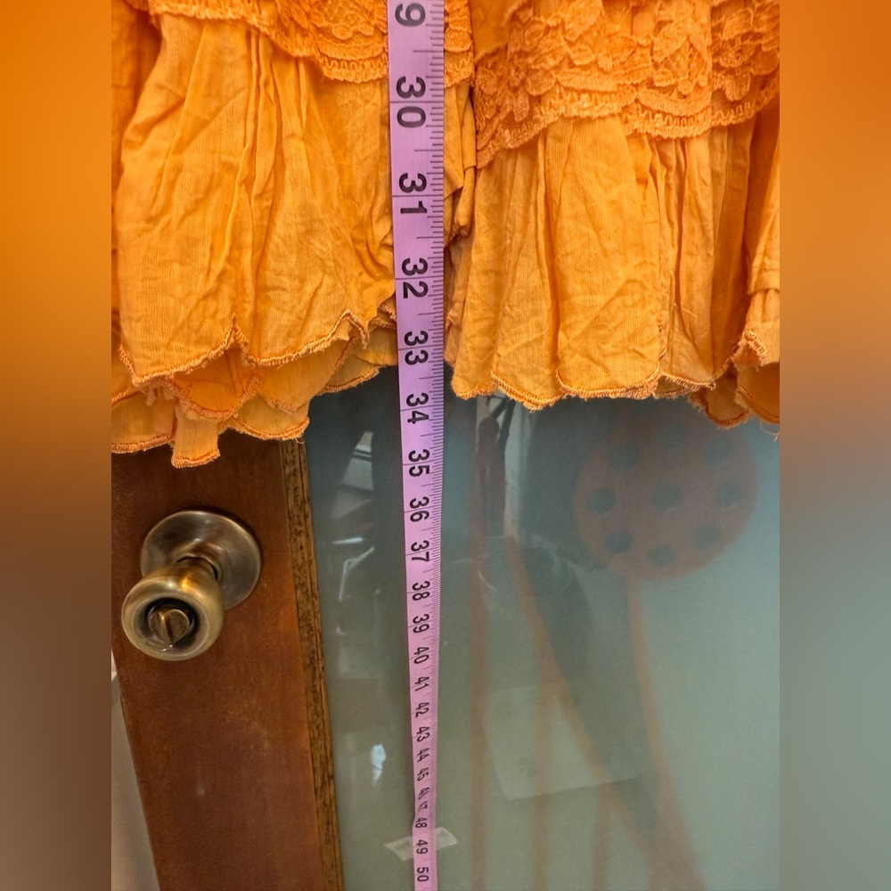 Angel Nina Vtg Bright Orange Embellished Layered Ruffle Midi Skirt- France - Picture 8 of 11
